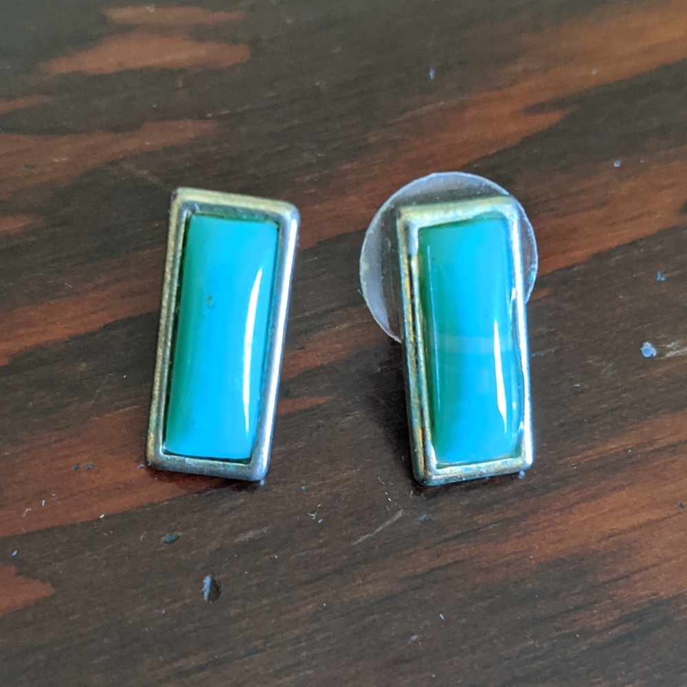 Turquoise geometric stud earrings
